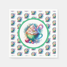 Söt Vattenfärgsjul Kopp Hett kakao