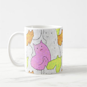 Söt vattenfärgskatter doodle-mönster kaffemugg