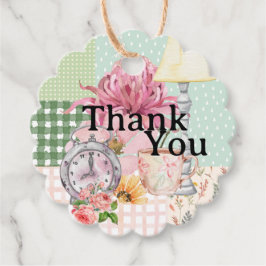 Söt vattenfärgskollage Tack för blommigten Gåvor Etiketter