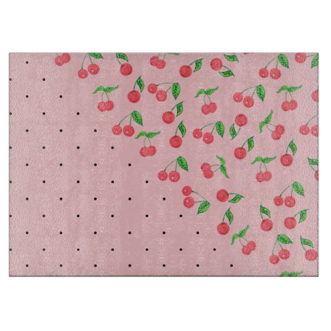söt vattenfärgskörsbär svart polka dots mönster (Framsidan)