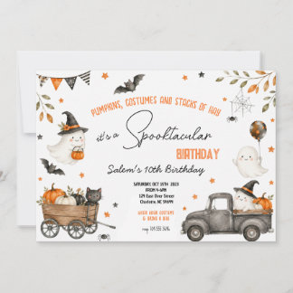 Söt Vattenfärgspök Halloween Födelsedagsfest Inbjudningar