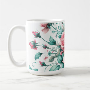 Söt VattenfärgsRosa och Grönt Ro Kaffemugg