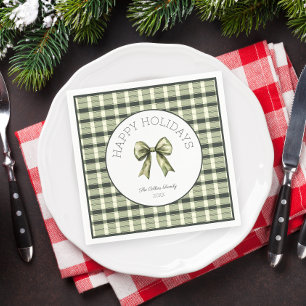 Söt vattenfärgssjulduk i grönrutig design pappersservett