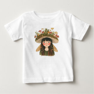 Söt vattenfärgssvamp flicka fe Pinback knapp T Shirt