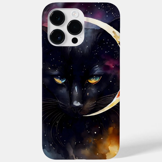 SÖT VATTENFÄRGSVART KATTEN MED FULLSTÄNDIG MOON (Baksida)