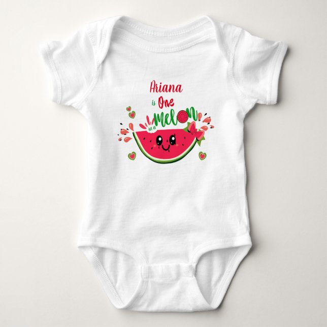 Söt Vattenmelon En-i-en-Pojke Tjej 1-årsfirande T Shirt (Framsida)