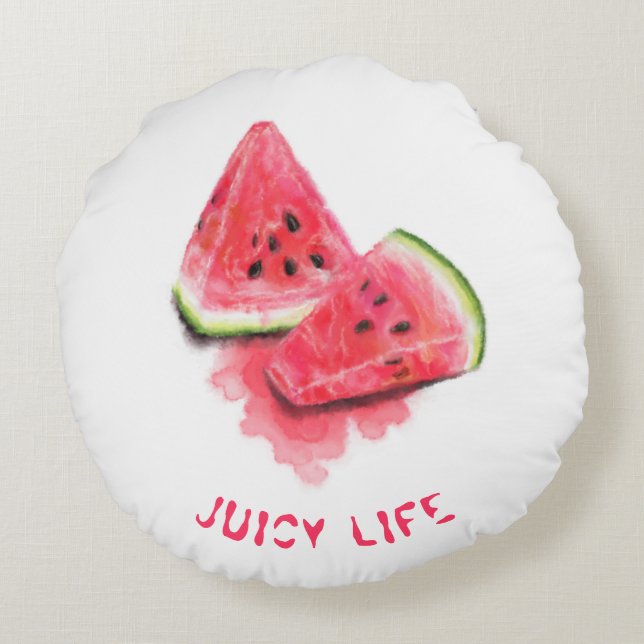 Söt Vattenmelon Rund Kudd Kudde (Baksidan)