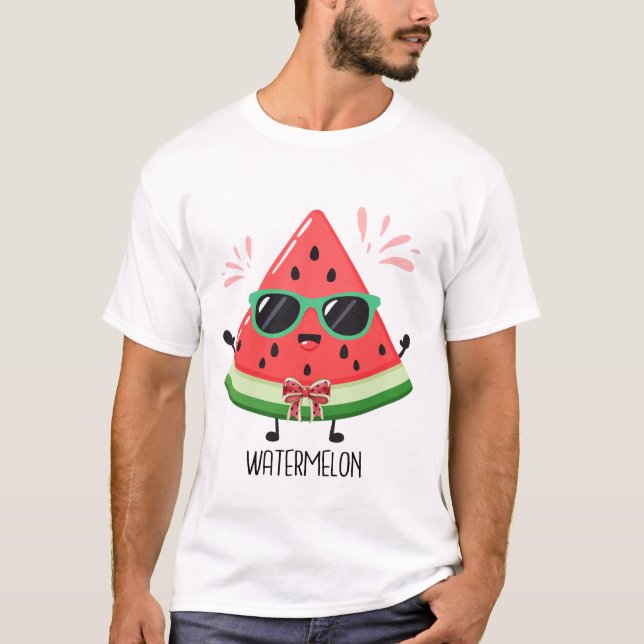 Söt vattenmelon sommar frukt kul semester design t shirt (Framsida)