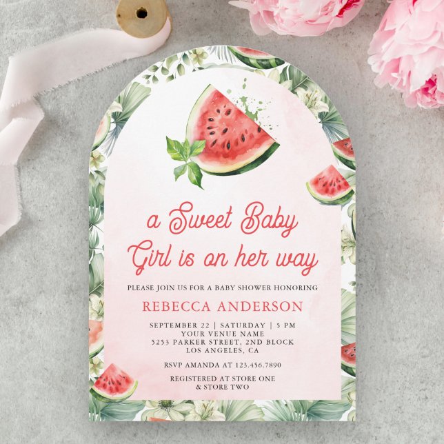 Söt Vattenmelon Söt Babyflicka Valvbarnsk Shower Inbjudningar (Skapare uppladdad)