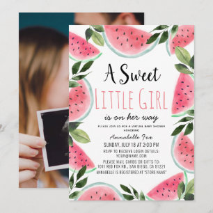 Söt Vattenmelon Virtuell Baby Shower Foto Inbjudningar