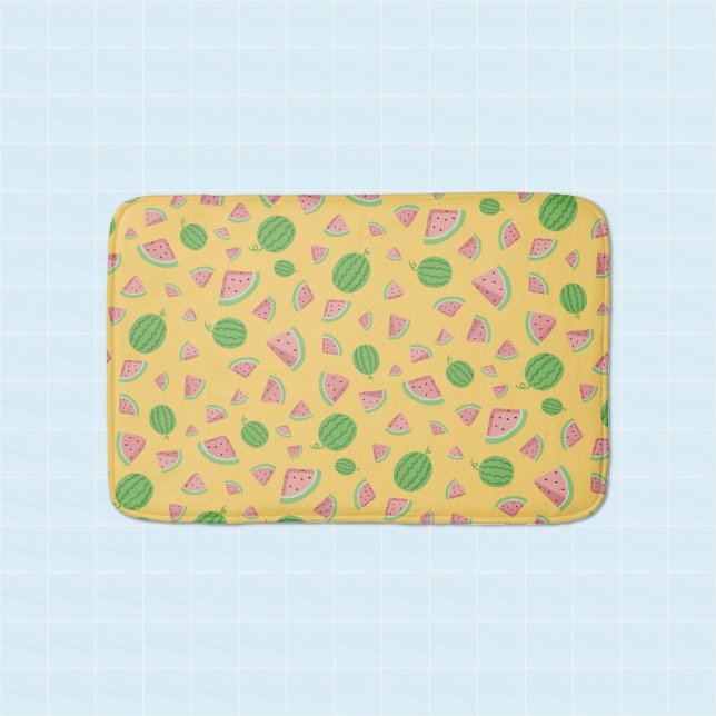 Söt vattenmelonmönstrad gul badmatta badrumsmatta (Summer Must-Have: Watermelon Bath Mat.)