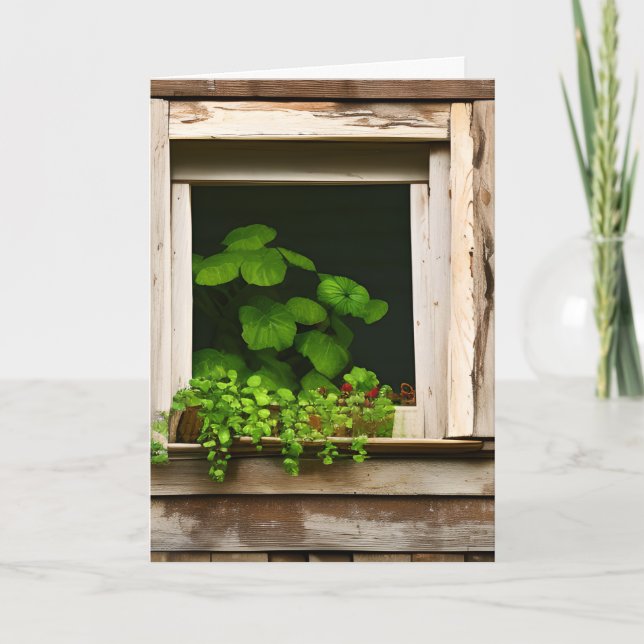 Söt växter i Rustic Födelsedag Kort (Framsida)