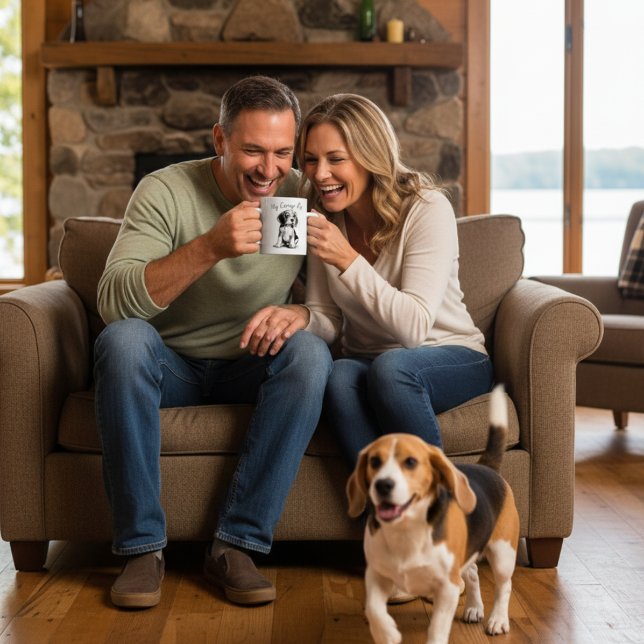 Söt Vem sa att kaffe är svart/brunt Beagle kaffe M Kaffemugg (Skapare uppladdad)