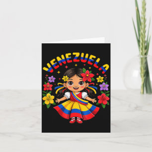 Söt venezuelansk flicka barn traditionell klänning kort