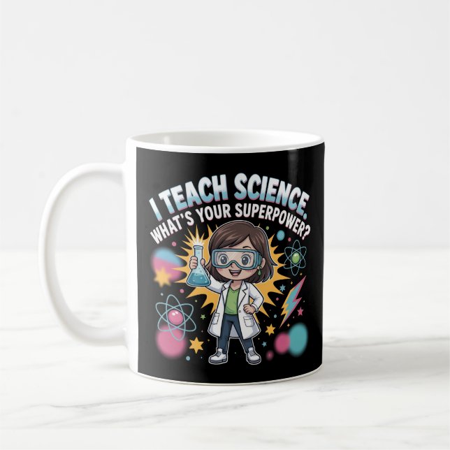 Söt Vetenskapslärare – Cute Chibi Superkraft Kaffemugg (Vänster)