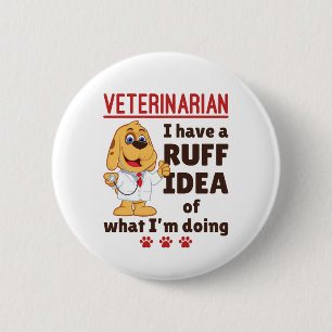 Söt veterinär djur läkare Dogtor Ruff idé Knapp