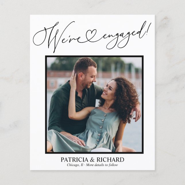 Söt Vi är Förlovade Förlovningsannons Foto (Framsida)