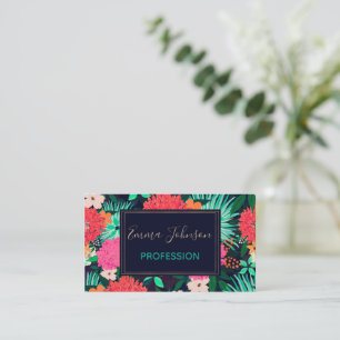 Söt vibrerande Blommigt, nyblå design Visitkort