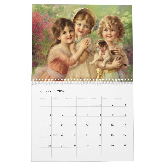Söt Victorian Dam Paintings Calendar Kalender (Jan 2026)