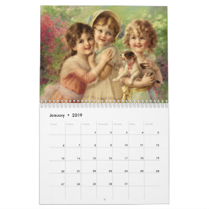 Söt Victorian Dam Paintings Calendar Kalender