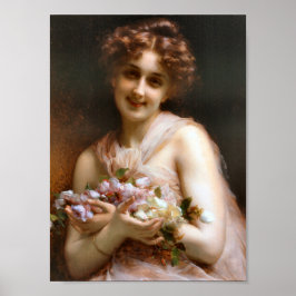 Söt Victorian Dam with Flowers Poster