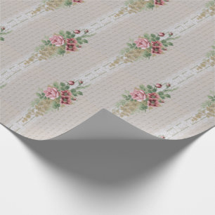 Söt Victorian Rosa ros och White Snöre Presentpapper