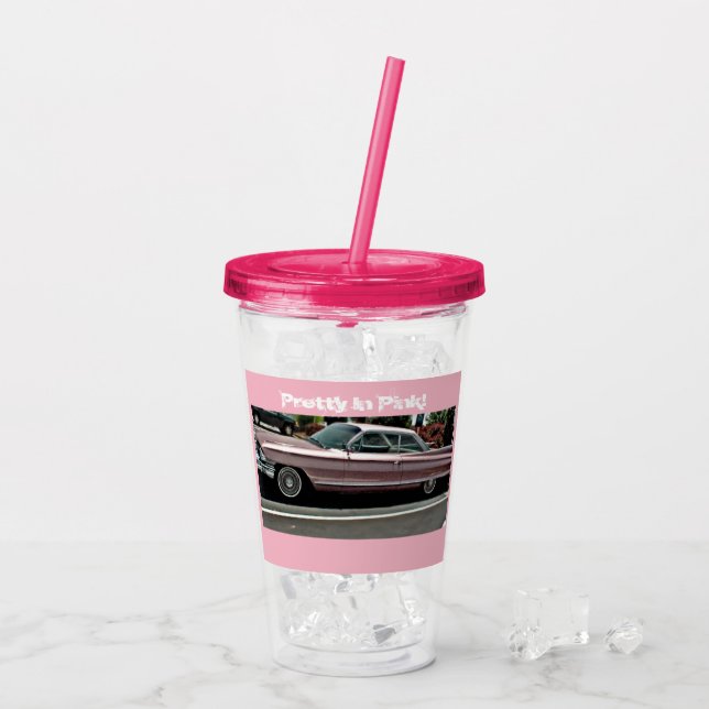 Söt vid Rosa Cadillac AkryllikatKopp Take Away Mugg (Baksida Ice)