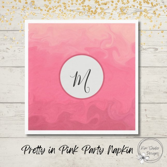 Söt vid Rosa med Monogram Pappersservett (Skapare uppladdad)