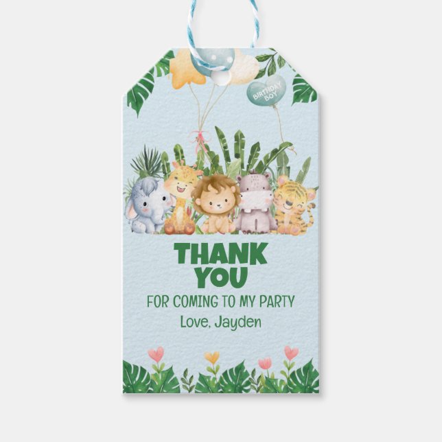 Söt Vild En Julskogsafari Djur Födelsedag Presentetikett (Framsidan)