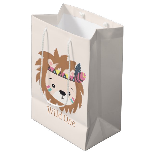söt vild en lejon tilläggstext Medium Gift Bag (Framsidan Vinklad)