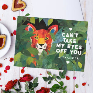 Söt Vild Kärlek Orange Tiger Alla Hjärtans Dag Dju Julkort