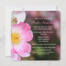 söt vild rosa ros-blommor möhippa inbjudningar