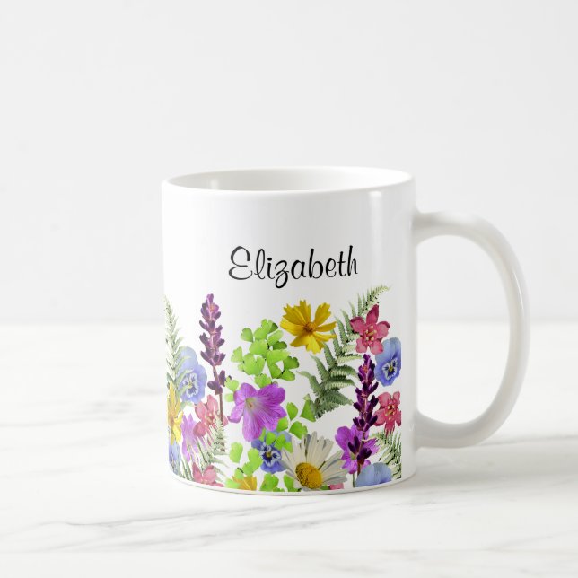 Söt vilda blommor med egna namn som kvinnor kaffemugg (Höger)
