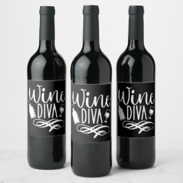 Söt vin-diva rolig vinflaska etikett