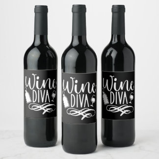 Söt vin-diva rolig   vinflaska etikett