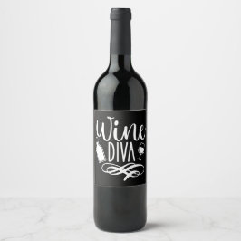 Söt vin-diva rolig   vinflaska etikett