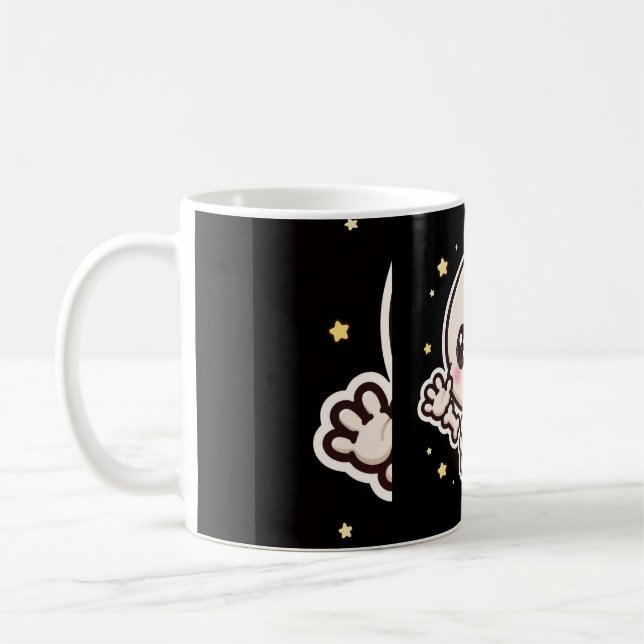 Söt Vinkande Skelett Halloween Kaffemugg (Vänster)