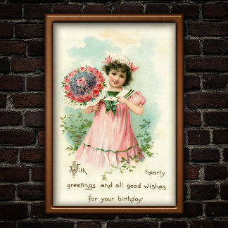 Söt Vintage 1907 Birthday Bouquet Önskemål Poster