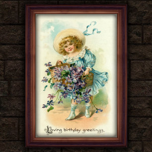 Söt Vintage 1908 Blommigt Flickans födelsedag Post Poster