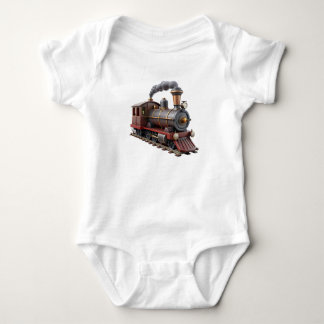 Söt Vintage Ånglok 3D Babytröja – Little Tr T Shirt