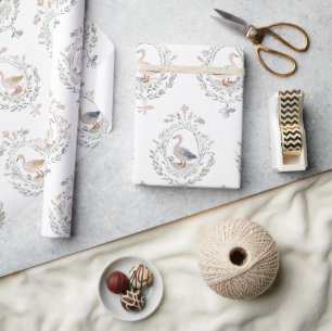 Söt Vintage-Anka Vattenfärg Baby Shower Presentpapper
