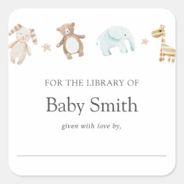 Söt Vintage Babyskor Bibliotek-fyrkantsfären Fyrkantigt Klistermärke
