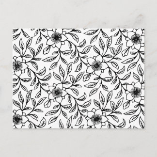 Söt Vintage Black & White Shabby chic Flora Vykort