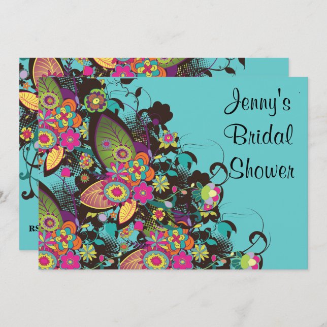 söt vintage blomfrensoja möhippa inbjudningar (Fram/baksida)