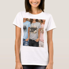 Söt vintage blommig grafisk flick-t-shirt t shirt