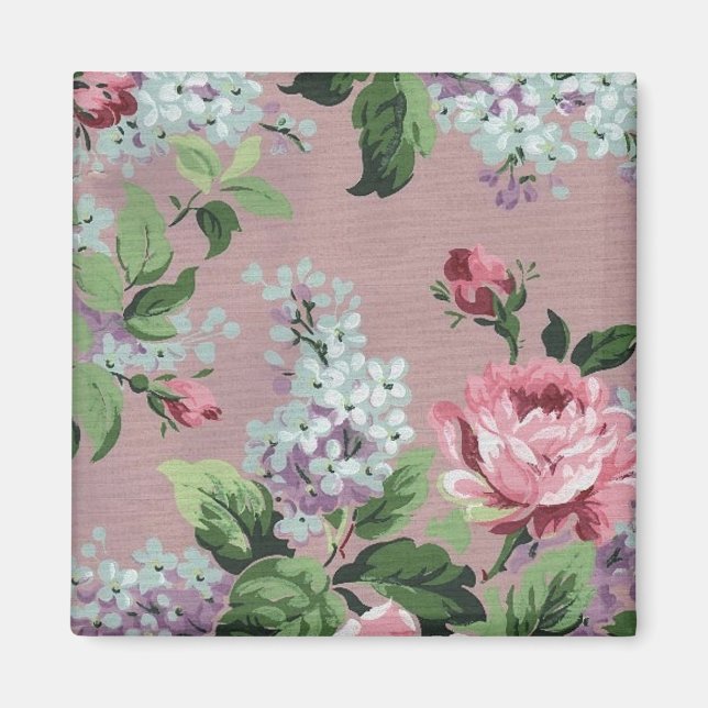 Söt Vintage Blommigt Tapet Magnet (Framsidan)