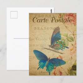 Söt Vintage Blue Butterflies Vykort