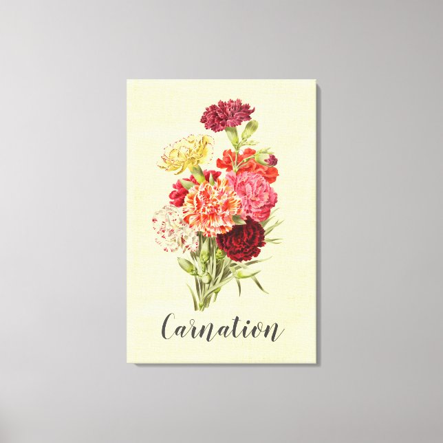 Söt Vintage Carnation Bouquet Canvastryck (Framsida)