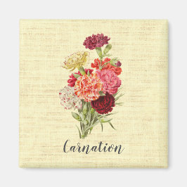 Söt Vintage Carnation Bouquet Magnet