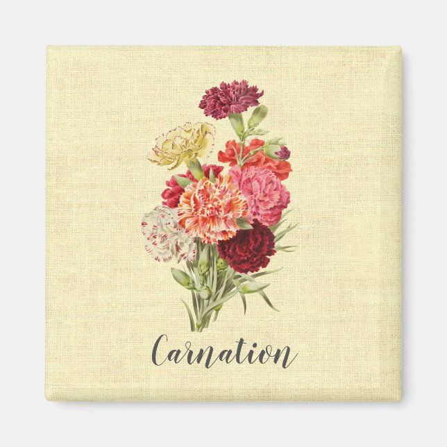Söt Vintage Carnation Bouquet Magnet (Framsidan)